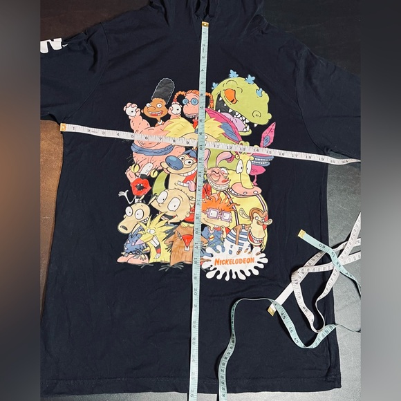 Nickelodeon Cartoon Characters Black Hoodie Long Sleeve T-Shirt - Picture 5 of 5